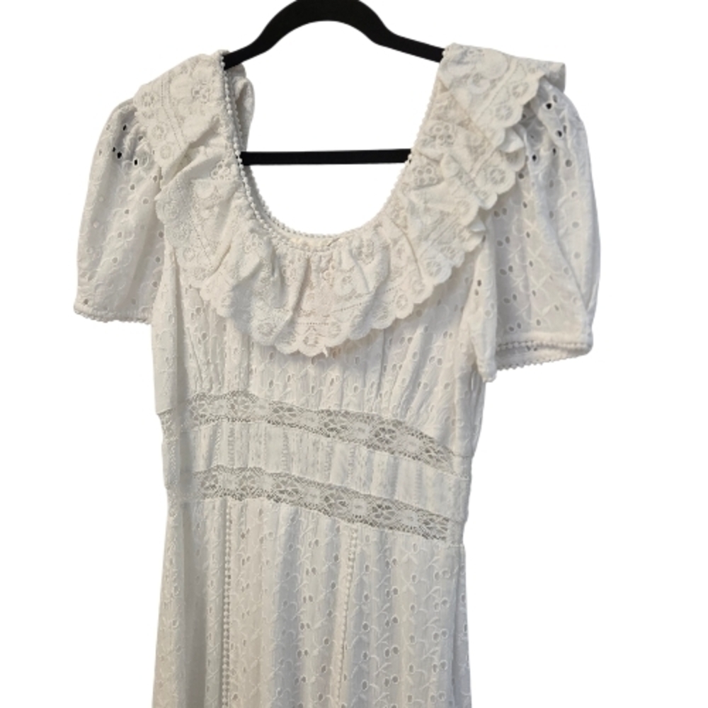LoveShackFancy Sassie White Lace Maxi Dress Boho Eyelet Romantic Cottagecore Sz4 - Picture 9 of 15